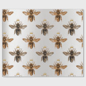 ビークイーンハニーブロンズグレーヴィンテージクラウン ラッピングペーパー (フラット)