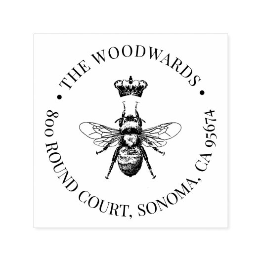 ビークラウンファミリーネーム差出人住所 セルフインキングスタンプ (デザイン)