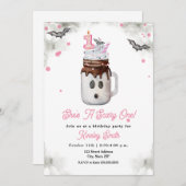 ビークワンバースデーピンク幽霊ミルクシェイク 招待状 (正面/裏面)