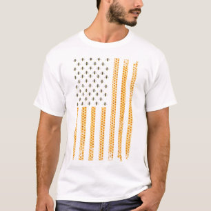 ビークールキーパーアート女子男性へアメリカ国旗の蜂蜜 Tシャツ