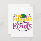 ビーグネッツ&ビーズおもしろいマーディグラスカーニバルギフト サンキューカード (正面/裏面)