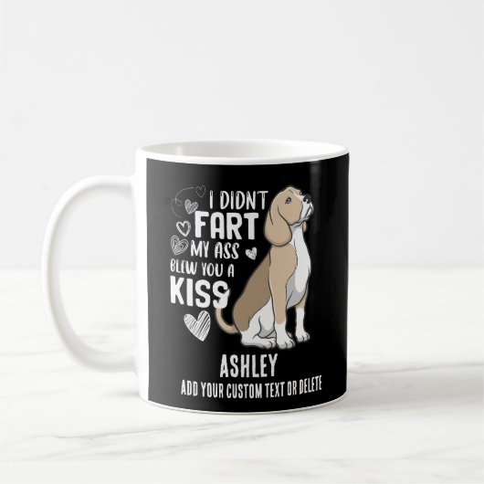 ビーグルおならキス かわいい犬好き コーヒーマグカップ (左)