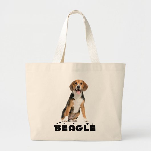 ビーグルおもしろいギフトかわいい子犬の恋人 ラージトートバッグ (正面)