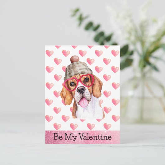 ビーグルおもしろいーは私のバレンタインデーになる シーズンポストカード (スタンド正面)