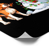 ビーグルおもしろいードッグ雪だるまクリスマスツリーライツエクマ ポスター (角)