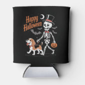 ビーグルおもしろいールスケルトンドッグ歩く 缶クーラー (正面)