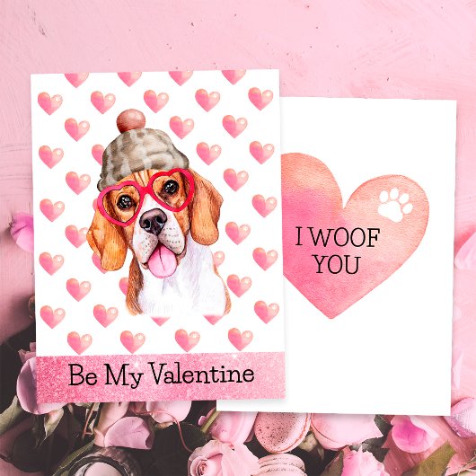 ビーグルおもしろいーI Woof You Dog Valentine's Day シーズンカード