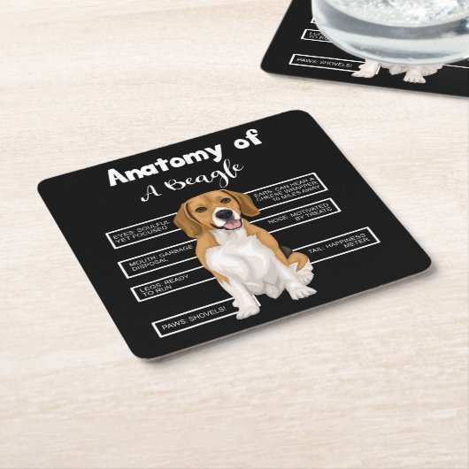 ビーグルおもしろい犬愛好家の贈り物の解剖学 スクエアペーパーコースター (アングル)