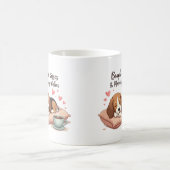 ビーグルからのキスと朝の願い コーヒーマグカップ (中央)