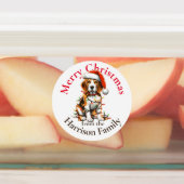 ビーグルかわいいペットの水色クリスマスの願い ラベル (貼付)