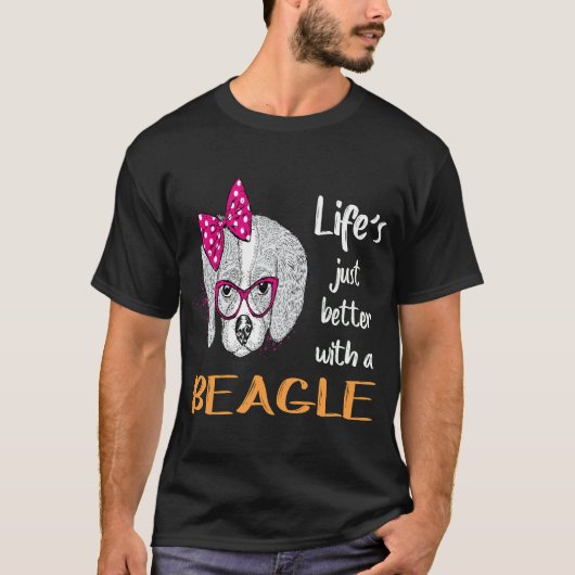 ビーグルがいると人生がもっと楽しくなる 195 Tシャツ (正面)