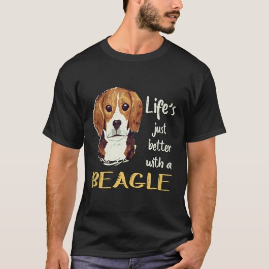 ビーグルがいると人生がもっと楽しくなる 23 Tシャツ (正面)