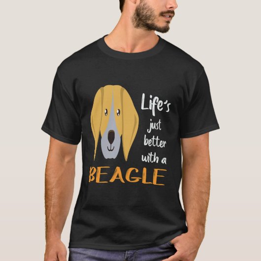 ビーグルがいると人生がもっと楽しくなる 26 Tシャツ (正面)