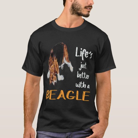 ビーグルがいると人生がもっと楽しくなる 35選 Tシャツ (正面)