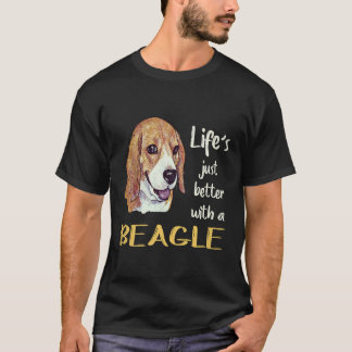 ビーグルがいると人生がもっと楽しくなる Tシャツ