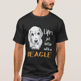 ビーグルがいると人生が8倍楽しくなる Tシャツ