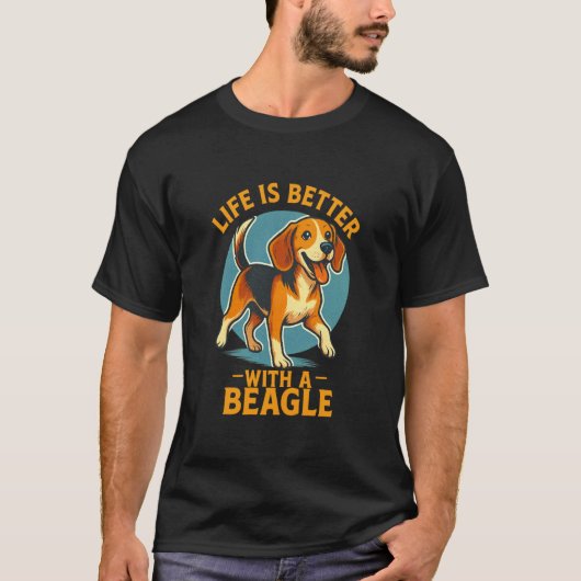 ビーグルがいると人生はもっと楽しい Tシャツ (正面)