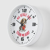 ビーグルがハートを盗んだ 壁時計 (傾斜)