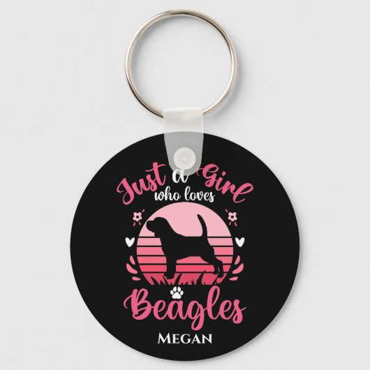 ビーグルが大好きな女パーソナライズされたの子 キーホルダー (正面)