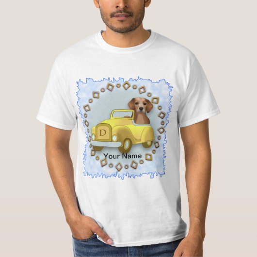 ビーグルが運転する車 Tシャツ (正面)