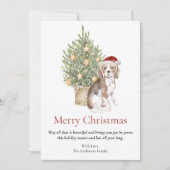 ビーグルとクリスマスツリーのペット犬 シーズンカード (正面)
