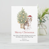 ビーグルとクリスマスツリーのペット犬 シーズンカード (スタンド正面)