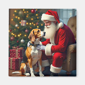 ビーグルとサンタのクリスマスパンティング マグネット (正面)