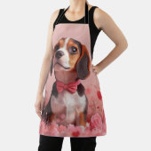 ビーグルとバラ – バレンタインデー エプロン (インサイチュ)