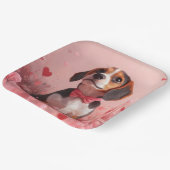 ビーグルとバラ – バレンタインデー ペーパープレート (傾斜あり)