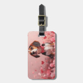 ビーグルとバラ – バレンタインデー ラゲッジタグ (正面縦)