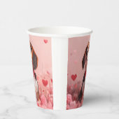 ビーグルとバラ – バレンタインデー 紙コップ (右)