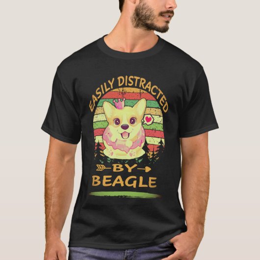 ビーグルにすぐに気を取られる1 Tシャツ (正面)