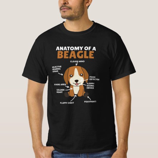 ビーグルのかわいい犬の子犬の解剖学 Tシャツ (正面)
