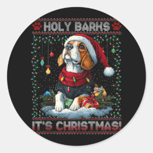 ビーグルのクリスマスツリーのライトデコレーション犬の恋人 ラウンドシール