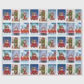 ビーグルのクリスマスフォトコラージュ ラッピングペーパー (フラット)