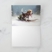 ビーグルのクリスマス雪の冬 カード (内部)