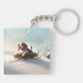 ビーグルのクリスマス雪の冬 キーホルダー (裏面)