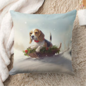 ビーグルのクリスマス雪の冬 クッション (ブランケット)