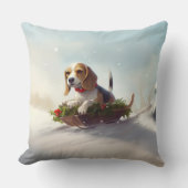 ビーグルのクリスマス雪の冬 クッション (正面)