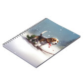 ビーグルのクリスマス雪の冬 ノートブック (左側)