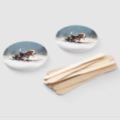 ビーグルのクリスマス雪の冬 ハンドファン (組立なし)