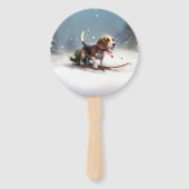 ビーグルのクリスマス雪の冬 ハンドファン (正面)