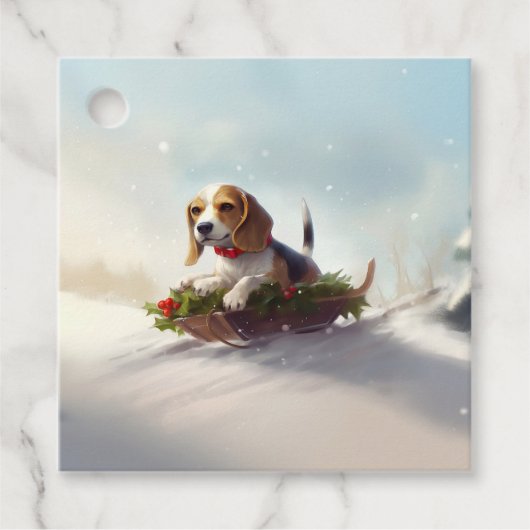 ビーグルのクリスマス雪の冬 フェイバータグ (正面)
