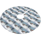 ビーグルのクリスマス雪の冬 ブラッシュドポリエステルツリースカート (アングル)