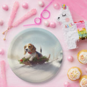 ビーグルのクリスマス雪の冬 ペーパープレート (パーティー)
