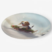 ビーグルのクリスマス雪の冬 ペーパープレート (アングル)