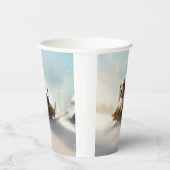 ビーグルのクリスマス雪の冬 紙コップ (右)