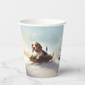 ビーグルのクリスマス雪の冬 紙コップ (正面)