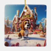 ビーグルのクリスマス、ビーグル犬の恋人のためのギフト セラミックオーナメント (裏面)