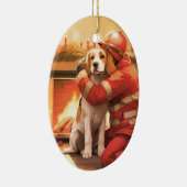 ビーグルのクリスマス、犬の消防士の恋人のためのギフト セラミックオーナメント (右)